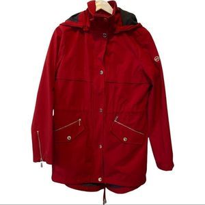 Michael Kors red polyester waterproof utility jacket size M new without tag